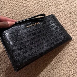 Michael Kors Embossed Black Wristlet